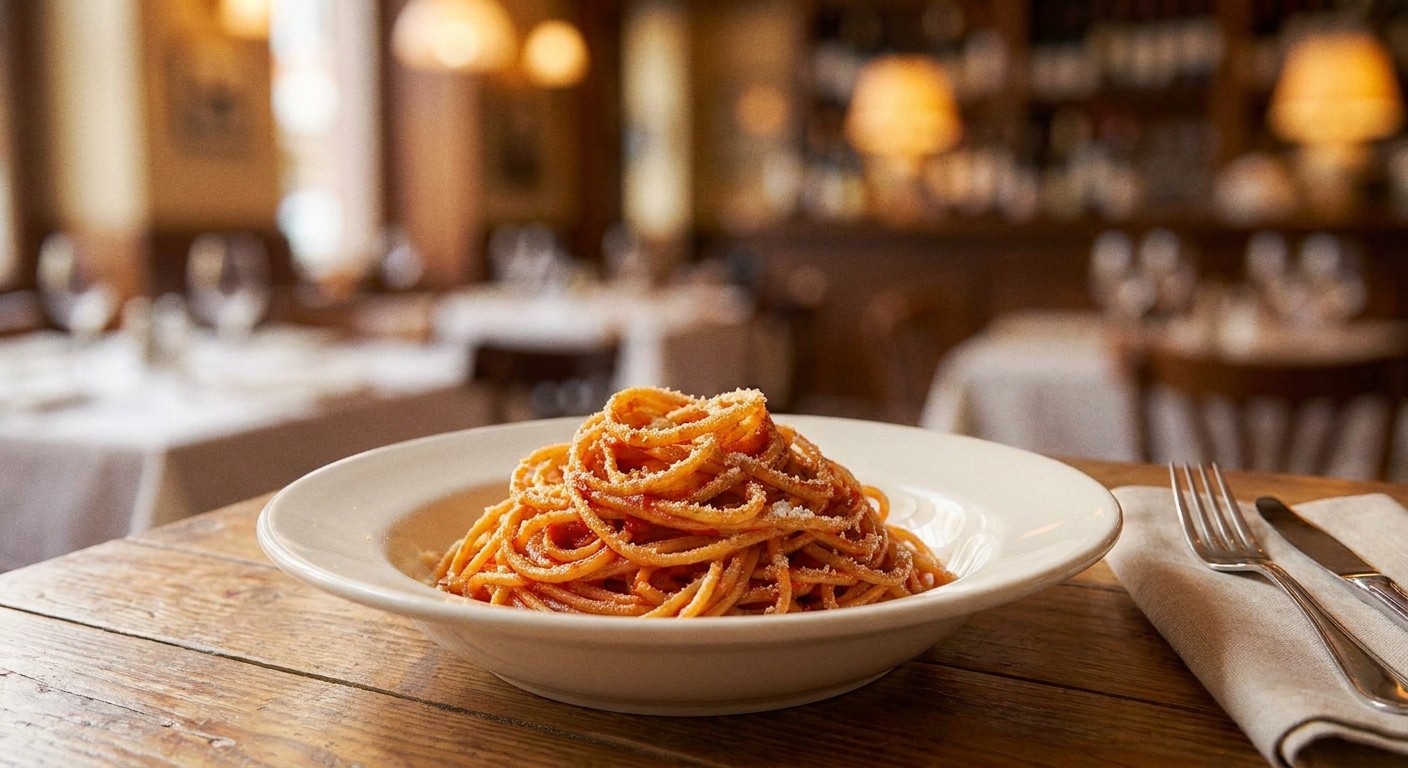 Spaghetti al pomodoro, edited: Menu-ready